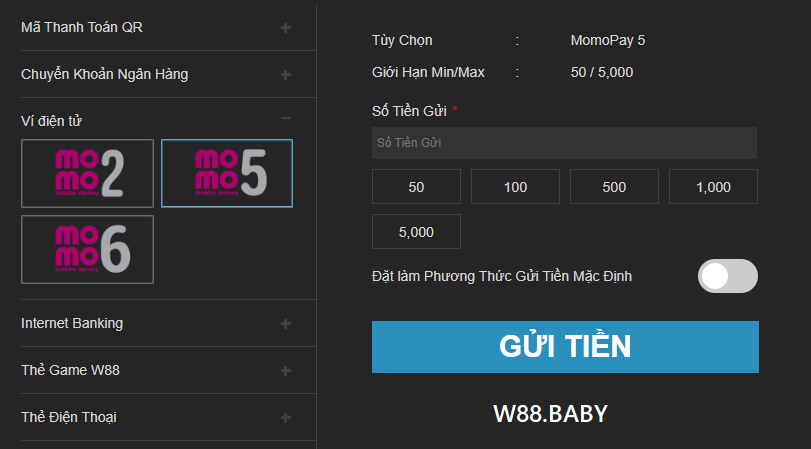Nạp tiền W88 qua ví điện tử Nạp tiền W88 qua ví điện tử